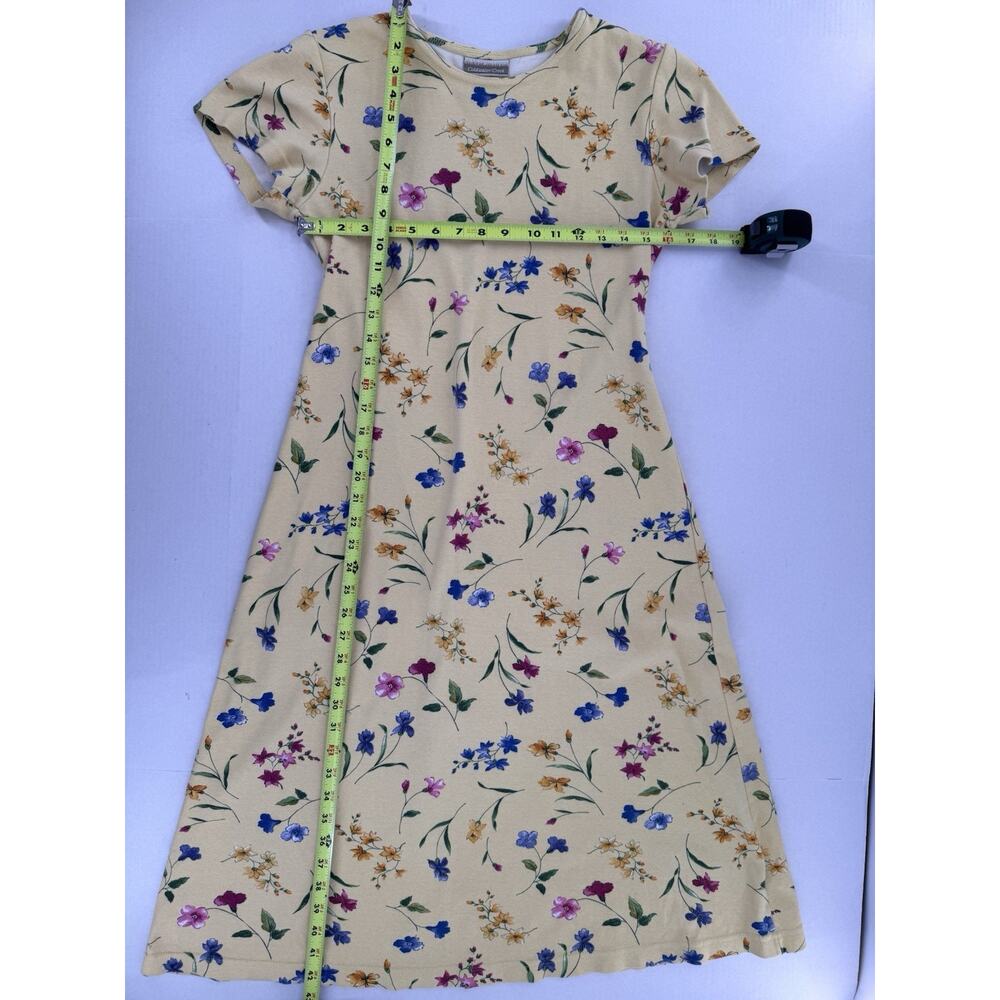 Vtg Coldwater Creek Midi Dress Yellow Floral Cottagecore 90s Feminine Easter - Picture 8 of 12